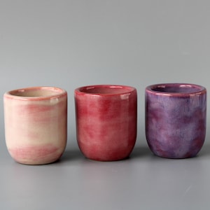 Handmade Stoneware Espresso Cup and Latte Mug, Pink Purple, Rustic Marbled Ceramic Coffee Mug