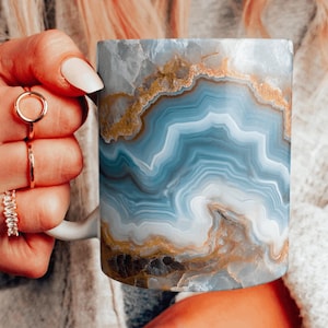 Beautiful Colorful Marbled Ceramic Mug, Agate Design Coffee Cup, Geology Enthusiast Gift Mug, Colorful Geode Teacup, Rock Lover Mug